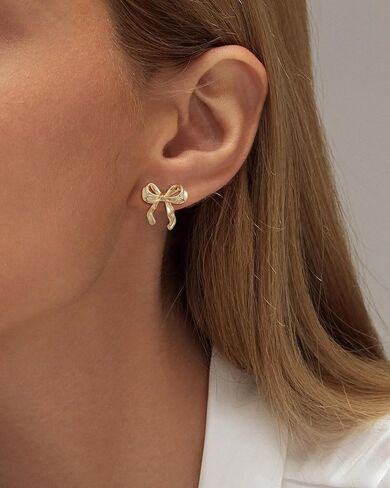 ASCOMY Gold Stud Earrings for Women Dainty Bow Earrings 14K Gold/Silver Plated Bow Stud Earrings for Women Trendy Cute Pearl Bow Stud Earring Gold Ribbon Earrings Minimalist Jewelry Gifts for Her in Kuwait