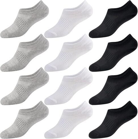 No Show Socks Girls 12 Pairs Kids No Show Socks Boys Cotton Low Cut Non Slip Socks Children Youth Adults in Kuwait