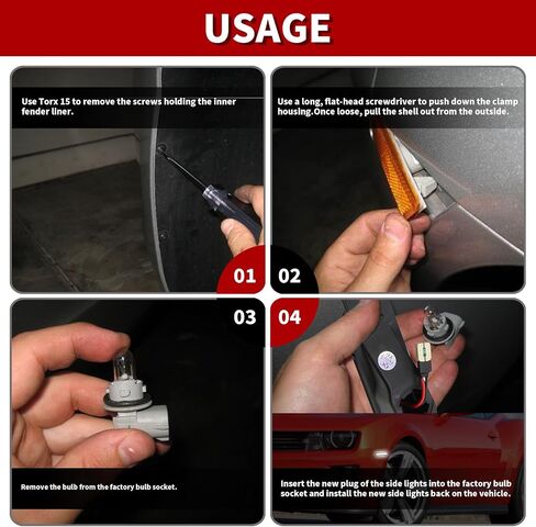 4PCS Side Marker Light Outline Marker Light Front and Rear Compatible with Camaro 2010-2015 92246244 92246245 92246252 92246253 in Saudi Arabia