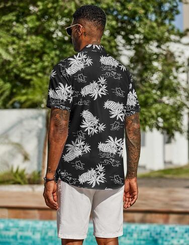 COOFANDY Men's Hawaiian Shirt Short Sleeve Casual Button Down Tropical Summer Beach Aloha Shirts in Kuwait