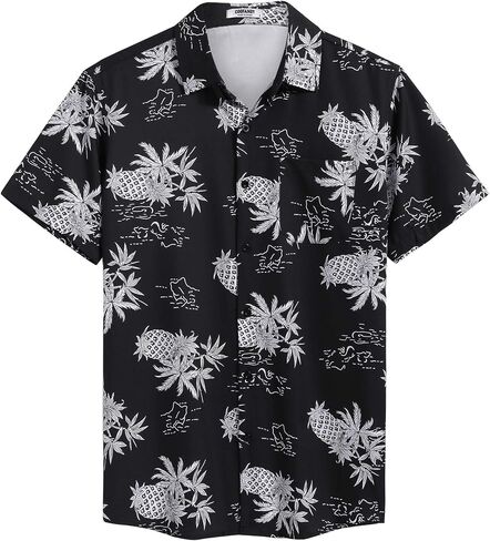 COOFANDY Men's Hawaiian Shirt Short Sleeve Casual Button Down Tropical Summer Beach Aloha Shirts in Kuwait