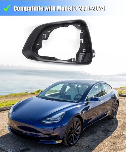Mirror Frame, Driver Side Mirror Frame, Left Side Mirror Cover Housing, Door Wing Mirror Frame Cover for Tesla model 3 2017-2023,OEM 8202101 8202201 22873025 22873026 (model 3 driver side) in Kuwait
