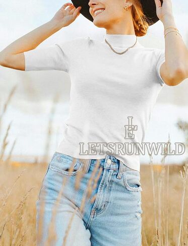 LETSRUNWILD Business Casual Tops for Women Dressy Cute Tops Mock Turtleneck Tshirts Shirts in Kuwait
