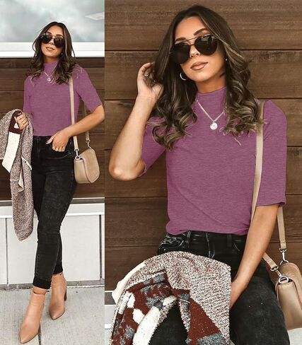 LETSRUNWILD Business Casual Tops for Women Dressy Cute Tops Mock Turtleneck Tshirts Shirts in Kuwait