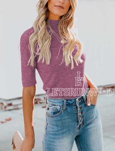 LETSRUNWILD Business Casual Tops for Women Dressy Cute Tops Mock Turtleneck Tshirts Shirts in Kuwait
