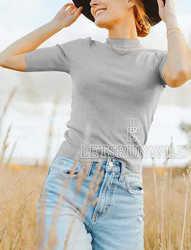 LETSRUNWILD Business Casual Tops for Women Dressy Cute Tops Mock Turtleneck Tshirts Shirts in Kuwait