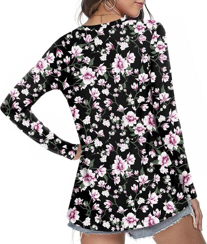 LONGYUAN Womens Long Sleeve Tops 2025 Fall Casual Tunic Stretchy Loose T-Shirts Basic Blouse in Saudi Arabia