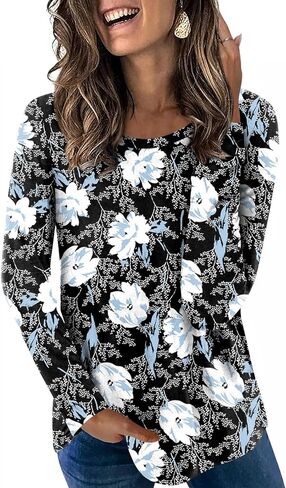 LONGYUAN Womens Long Sleeve Tops 2025 Fall Casual Tunic Stretchy Loose T-Shirts Basic Blouse in Saudi Arabia