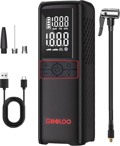GOOLOO GT160 Tire Inflator Portable Air Compressor, 3X Faster 160PSI Portable Air Pump for Car Tires, Cordless Tire Pump with Digital Pressure Gauge for Cars, Bikes, Balls, Motorcycles,Auto-Shutoff in Saudi Arabia