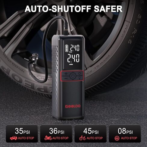 GOOLOO GT160 Tire Inflator Portable Air Compressor, 3X Faster 160PSI Portable Air Pump for Car Tires, Cordless Tire Pump with Digital Pressure Gauge for Cars, Bikes, Balls, Motorcycles,Auto-Shutoff in Saudi Arabia