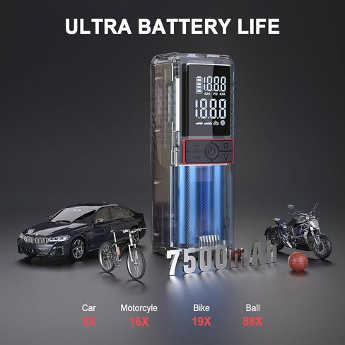 GOOLOO GT160 Tire Inflator Portable Air Compressor, 3X Faster 160PSI Portable Air Pump for Car Tires, Cordless Tire Pump with Digital Pressure Gauge for Cars, Bikes, Balls, Motorcycles,Auto-Shutoff in Saudi Arabia