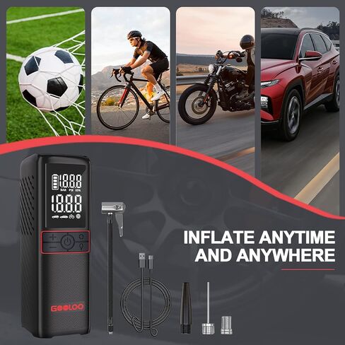GOOLOO GT160 Tire Inflator Portable Air Compressor, 3X Faster 160PSI Portable Air Pump for Car Tires, Cordless Tire Pump with Digital Pressure Gauge for Cars, Bikes, Balls, Motorcycles,Auto-Shutoff in Saudi Arabia