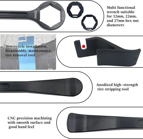 10mm/0.39''13mm/0.51''22mm/0.87''27mm/1.06''32mm/1.26''Tire Iron Lever Tool Spoon Motorcycle Tire Change Kit Wrench Set Bead Buddy Kit Tire Repair Tool for Bike EXC SX XC EXCF Dirt Pit Bike (Black) in Saudi Arabia