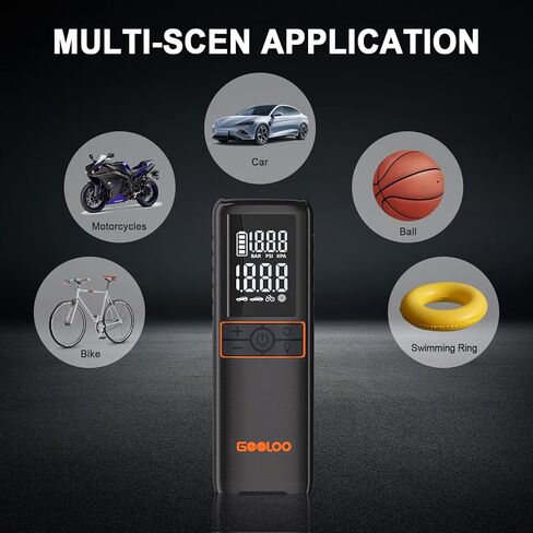 ضاغط هواء محمول منفاخ الإطارات GOOLOO GT160، مضخة هواء محمولة أسرع 3X 160 رطل لكل بوصة مربعة لإطارات السيارات، مضخة إطارات لاسلكية مع مقياس ضغط رقمي للسيارات والدراجات والكرات والدراجات النارية والإيقاف التلقائي in Kuwait