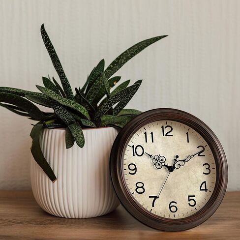 Wall Clocks Battery Operated Silent Non-Ticking Wall Clock 8.5 Inch Small Vintage Retro Rustic Style Decorative for Kitchen Living Room Home Office (Bronze) in Saudi Arabia