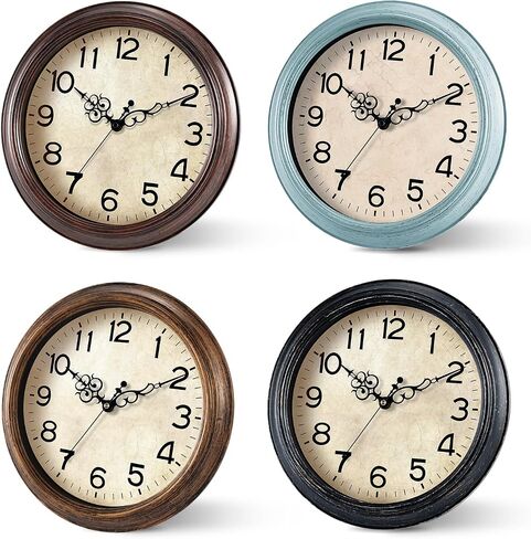 Wall Clocks Battery Operated Silent Non-Ticking Wall Clock 8.5 Inch Small Vintage Retro Rustic Style Decorative for Kitchen Living Room Home Office (Bronze) in Saudi Arabia