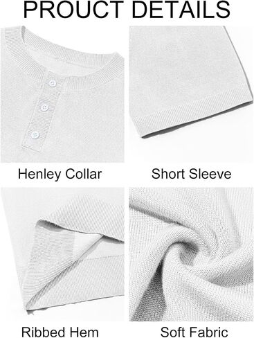 Runcati Mens Knit Henley Shirt Short Sleeve Casual Slim Fit T-Shirts Lightweight Pullover Tops in Saudi Arabia