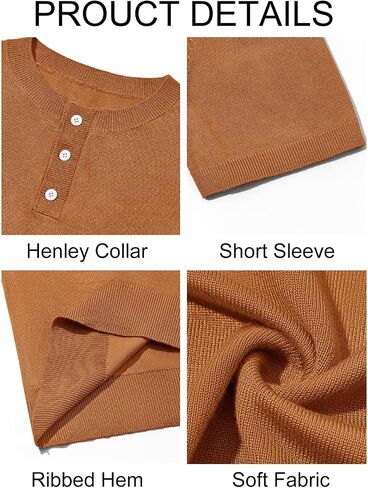 Runcati Mens Knit Henley Shirt Short Sleeve Casual Slim Fit T-Shirts Lightweight Pullover Tops in Saudi Arabia