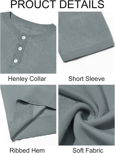 Runcati Mens Knit Henley Shirt Short Sleeve Casual Slim Fit T-Shirts Lightweight Pullover Tops in Saudi Arabia