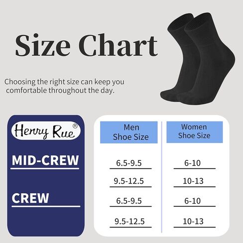 HENNY RUE 6 Pairs of Mid-Crew Socks for Men,HennyRue Moisture Control Comfort mens Mid-Crew socks,Length Mid-men's Socks. in Saudi Arabia