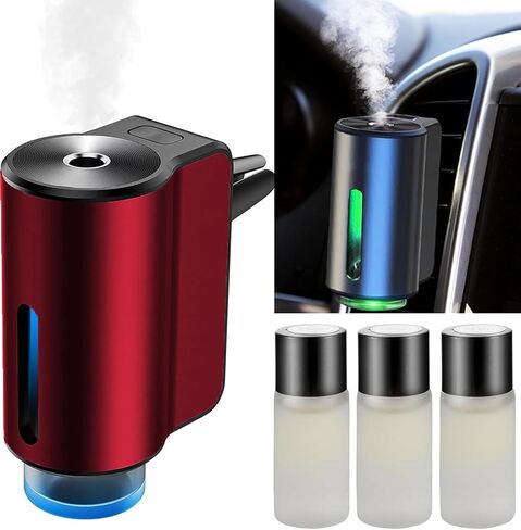 Smart Car Air Freshener,2024 New Automatic Car Air Diffuser&Freshener Three Adjusts,Intelligent Car Aroma Fresheners Diffuser Metal Case/Rechargeable(3Bottle Fragrance Included) (Black) in Saudi Arabia