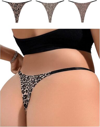 SweatyRocks Women's Plus Size 3 Pack Thongs Leopard Print Seamless G-String Panties Underwear in Saudi Arabia