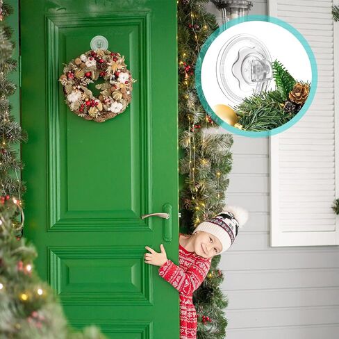 Molain 4 Pack Wreath Hanger, Large Clear Heavy Duty Suction Cup Wreath Hooks 22 LB Removable Strong Window Glass Door Suction Cup Wreath Holder for Halloween Christmas Wreath Decor in Saudi Arabia