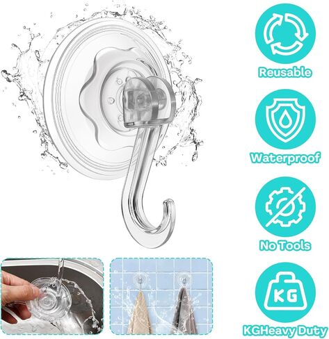 Molain 4 Pack Wreath Hanger, Large Clear Heavy Duty Suction Cup Wreath Hooks 22 LB Removable Strong Window Glass Door Suction Cup Wreath Holder for Halloween Christmas Wreath Decor in Saudi Arabia