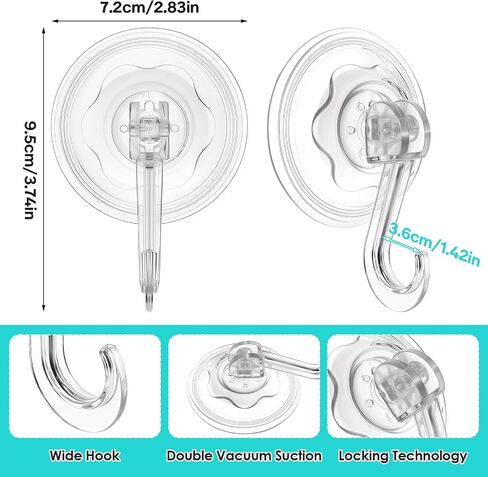 Molain 4 Pack Wreath Hanger, Large Clear Heavy Duty Suction Cup Wreath Hooks 22 LB Removable Strong Window Glass Door Suction Cup Wreath Holder for Halloween Christmas Wreath Decor in Saudi Arabia