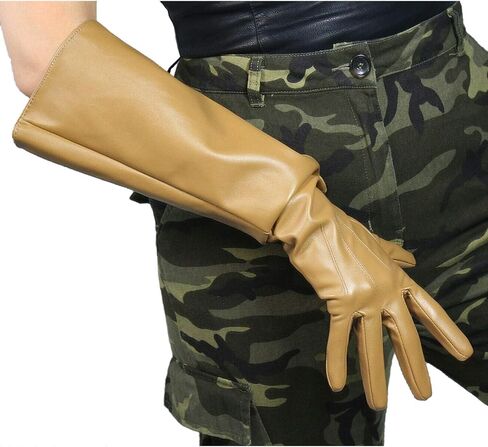 DooWay Women Long Leather Gauntlet Gloves 20" Faux Lambskin Stretch for Cosplay Dance Costume Party in Kuwait