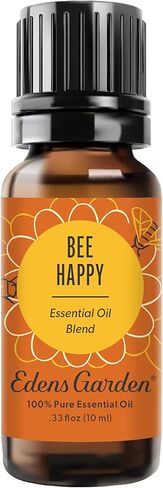 مزيج الزيوت العطرية السعيدة من Edens Garden Bee - درجة ممتازة نقية 100%، غير مخفف، طبيعي، علاجي، علاج عطري، الأفضل لتوزيع الروائح بشكل آمن على الأطفال، شمعة، مرطبات 10 مل (.33 أونصة سائلة) in Kuwait
