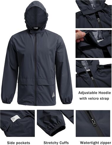 COOFANDY Men's Rain Suit 2 Piece Waterproof Breathable Rain Gear Lightweight Rain Jacket Pants Rainwear Suit in Saudi Arabia