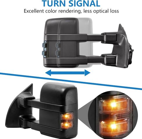 Towing Mirrors Replacement Fit for 2008-2016 F-250 F-350 F-450 F-550 SUPER DUTY,MANUAL,W/O HEATED,W/AMBER SIGNAL,BLACK (PAIR SET) in Kuwait
