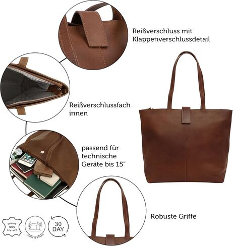 Gusti Handbag Leather - Alexandra Shopper Handbag Women's Work bag Brown Leather in Saudi Arabia