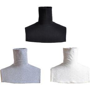 3 Pack Fake Collar Turtleneck Half Top Mock Blouse Dickey Collar Neck Warmer (Black+White+Gray)