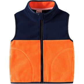 Boys Full Zip Polar Fleece Vest Sleeveless Outwear Warm Jacket with Pockets