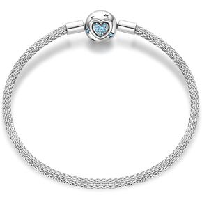 Pandach 925 Sterling Silver Charms Bracelets for women Butterfly Heart Moon and Star 5A Cubic Zirconia Snake Chain Bracelet Gifts for women