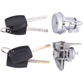 MOTOKU Ignition Switch Door Lock Cylinder with Keys Kit for Ford Fiesta 2011-2019 Front Left Driver Side Door