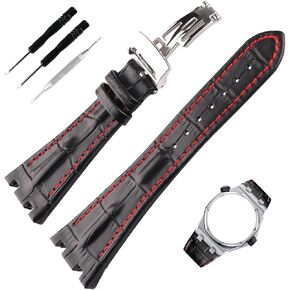 28mm Leather Watch Band Compatible for Audemars Piguet AP Royal Oak Offshore 15703 15710 15400 26470 26400 28 mm Silicone Strap Wirstband accessories replacement for Men and Women