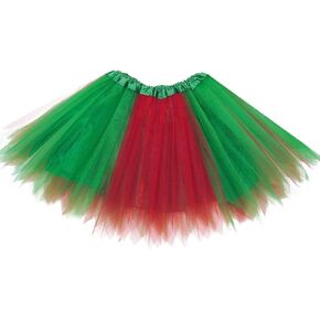 Women 4 Layered Tutu with Lining Adult Teens Tutu Skirts Woman Running Tutu Skirts 1950s Christmas Green and Red Tutus (US, Alpha, Large, Regular, Regular, Green)