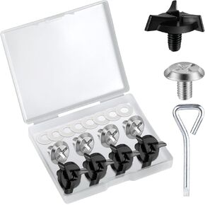 8pcs Motorcycle Helmet Screws with 8 Silicone Washer, Helmet Visor Screws Motorcycle Helmet Visor Clip Motorcycle Helmet Hardware Accessories for Motorcycle Helmet (Black, Silver)