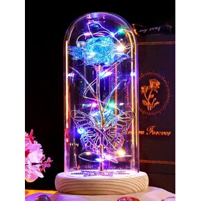 Beferr Gifts for Women Mom Birthday Gifts Galaxy Glass Rose Forever Preserved Flowers for Delivery Prime Artificial Eternal Rose in Glass Dome Mothers Day Moms Gift for Grandma Wife Daughter, Red