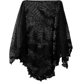 Spider Web Poncho Halloween Costumes for Women Plus Size Cozy Black Lace Bat Sexy Vampire Costume in Saudi Arabia