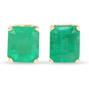 2.00Ct Green Emerald Solitaire Stud Earrings 14K Yellow Gold plated & Push Back