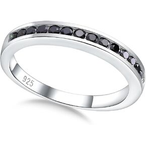 Eternity Ring for Men Women Sterling Silver Wedding Band, Emerald/Sapphire/Ruby Engagement Rings VVS Moissanite Wedding Promise Rings, Size 6 to 10