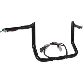 MoKitDora Street Electra Glide CAN-Bus TBW & Heated Grip wires 3-in-One Pre-wired Handlebar 12" Rise 1 1/4" Fat 1" Clamp Monkey Bagger Meathook Bars for Harley 2008-2013 FLHX FLHT Ultra Limited, Black