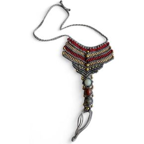 AYANA Triple Crystal Macrame Anklet for Women | White Onyx, Red Jasper, Grey Jasper | Adjustable Payal, Handmade Macramé Ankle Bracelet | Ethically Sourced Gemstones | Bohemian Ethnic Jewelry