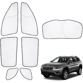 T TGBROS Privacy Sunshade Custom Fit for 2014-2023 Jeep Cherokee(Not for Grand Cherokee) Accessories Side Rear Window Shade Car Sun Shades Foldable Blocks UV Rays Keeps Your Vehicle Cool 7PCS