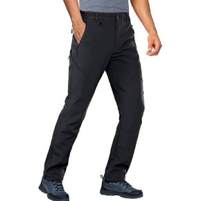 Stlight Mens Snow Ski Water Repellent Softshell Pants for Winter Hiking Fleece Lined Bottom Leg Zipper with 6 Zip Pockets in Kuwait