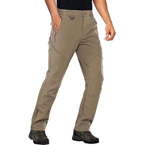 Stlight Mens Snow Ski Water Repellent Softshell Pants for Winter Hiking Fleece Lined Bottom Leg Zipper with 6 Zip Pockets